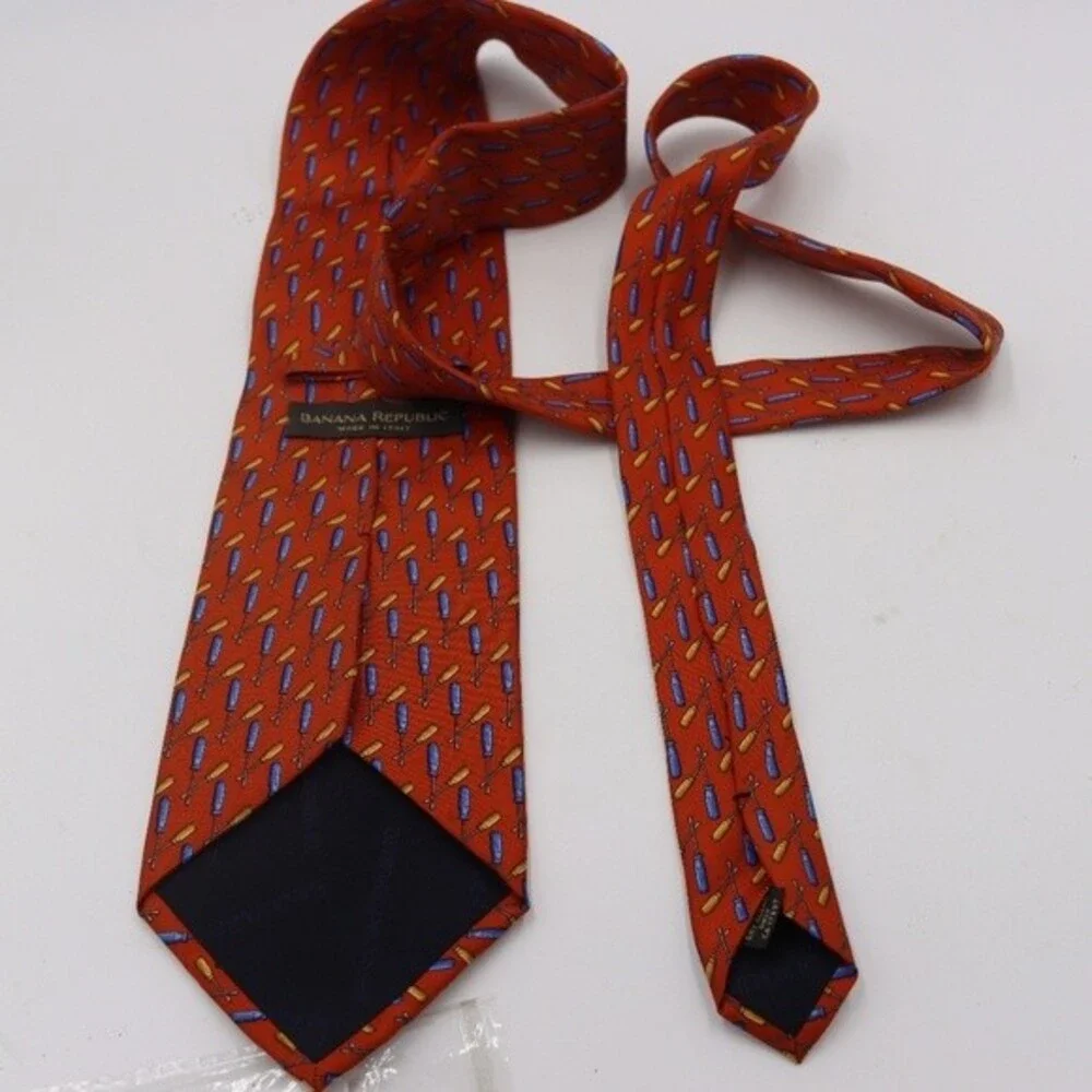 Banana Republic Orange Tool Screwdriver Novelty Print Necktie 100% Silk Tie